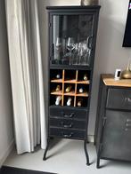 Metalen wijnkast met glazen deur, vakken & lades, Ophalen, 5 tot 15 flessen, Zo goed als nieuw, Metaal