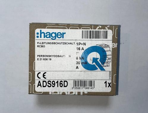 Hager B16/30mA (ADS916D) aardlekautomaat, Doe-het-zelf en Verbouw, Elektra en Kabels, Nieuw, Overige typen, Ophalen of Verzenden
