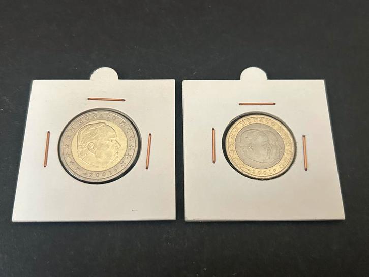 1 & 2 Euro Monaco, 2001, Postzegels en Munten, Munten | Europa | Euromunten, 2 euro, Monaco, Ophalen of Verzenden