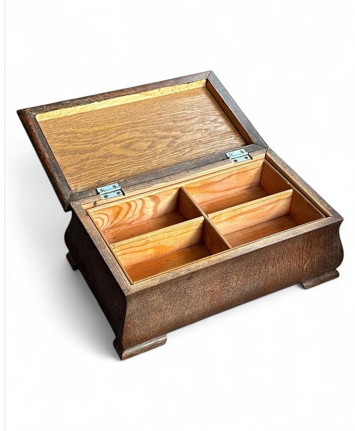 Antiek Houten Juwelenkistje Handgemaakt sieraden kist opslag, Antiek en Kunst, Antiek | Woonaccessoires, Ophalen of Verzenden