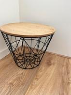 Draadmand met deksel / bijzettafel, Huis en Inrichting, Ophalen, Minder dan 55 cm, Rond, Zo goed als nieuw