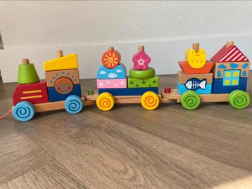 Houten blokken trein beschikbaar voor biedingen