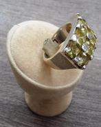 RETRO Zilveren 925 Ring Groen Glazen Stenen Gefacetteerd, Sieraden, Tassen en Uiterlijk, Antieke sieraden, Ophalen of Verzenden