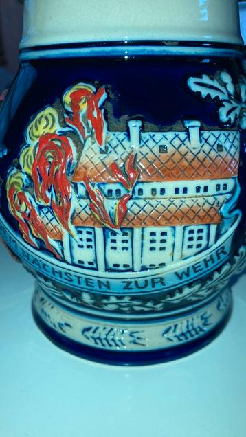 Duitse Stein Brandweerbierpul Gott Zu Ehr Dem Nachsten beschikbaar voor biedingen