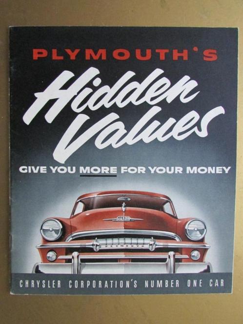 1954 PLYMOUTH "Hidden Values" brochure, Engels, Boeken, Auto's | Folders en Tijdschriften, Zo goed als nieuw, Ophalen of Verzenden