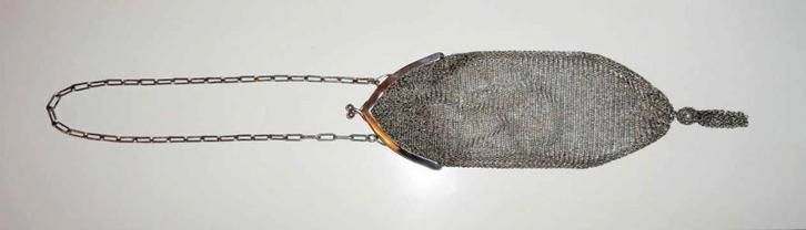 Beugeltasje met ketting en kwastje Zilver Beurs Antiek, Antiek en Kunst, Antiek | Goud en Zilver, Zilver, Verzenden