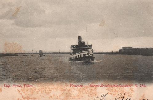 Voorzaan, Nieuwe Zaandamsche Salonboot (Rond 1900) 128001, Verzamelen, Ansichtkaarten | Nederland, Ongelopen, Noord-Holland, Voor 1920