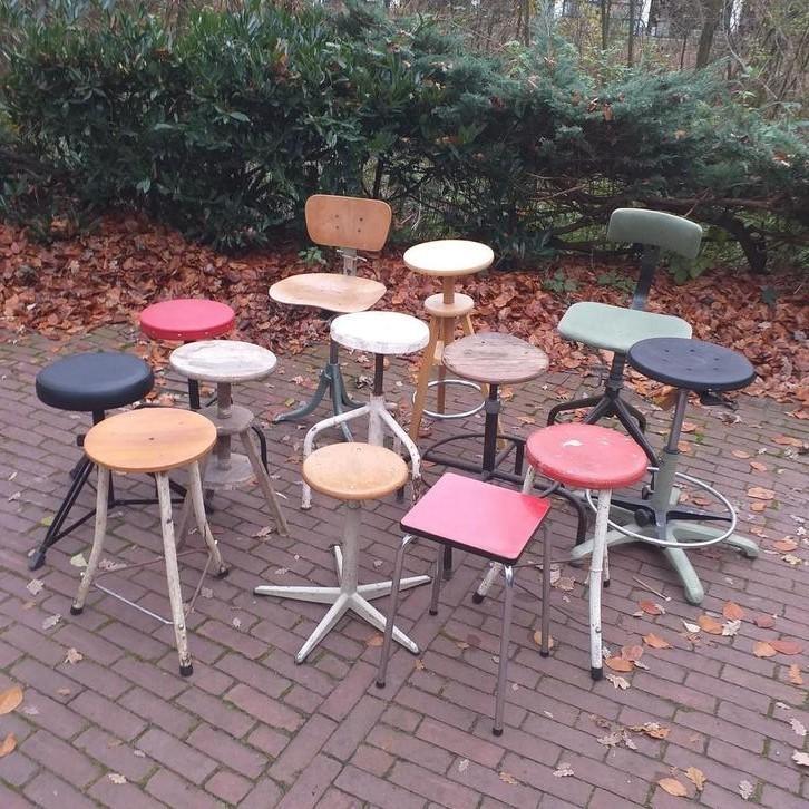 Kruk , stoel , schilderskruk , werkplaatskruk v.a 10,-, Antiek en Kunst, Curiosa en Brocante, Ophalen
