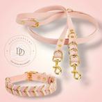 Halsband en lijn roze met gouden accenten, Ophalen of Verzenden, Nieuw, Hondenriem
