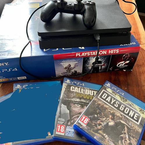 PS4 Slim | 8 games | met SSD, Spelcomputers en Games, Spelcomputers | Sony PlayStation 4, Zo goed als nieuw, Slim, Met 1 controller