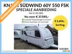 Knaus Sudwind 60 Years 550 FSK INCL MOVER EN FIETSDRAGER, Caravans en Kamperen, Caravans, Schokbreker, Knaus, Tot en met 6, 1250 - 1500 kg