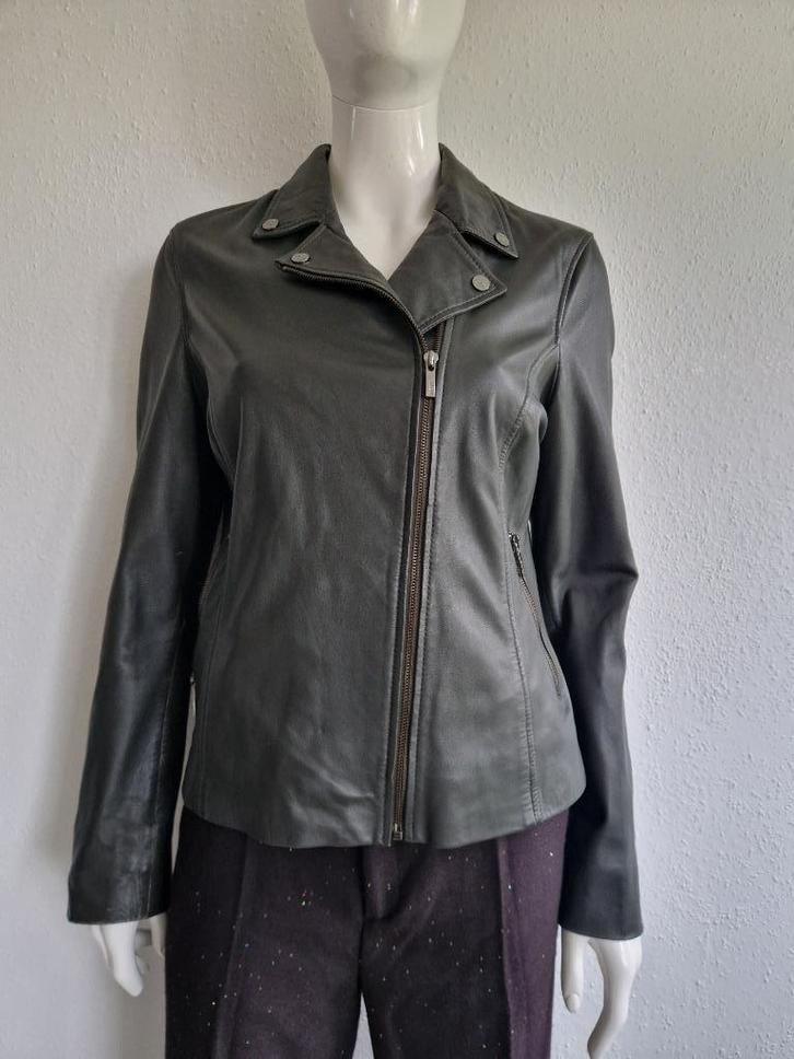 Arma jack. Maat 40/42, Grijs/leer., Kleding | Dames, Jasjes, Kostuums en Pakken, Zo goed als nieuw, Jasje, Maat 38/40 (M), Grijs