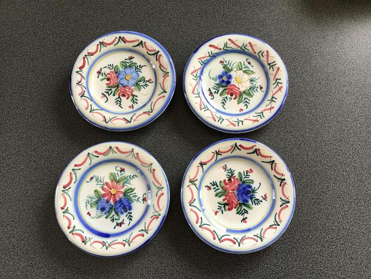 Antieke Spaanse aardewerk bordjes  Castellón 4 stuks, Antiek en Kunst, Antiek | Wandborden en Tegels, Ophalen of Verzenden