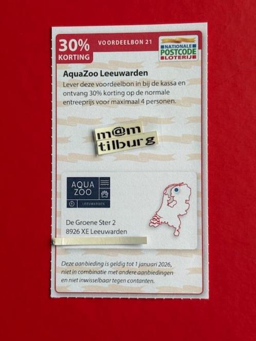 Voordeelbon 21 AquaZoo Leeuwarden 30% korting, Tickets en Kaartjes, Recreatie | Dierentuinen, Drie personen of meer, Kortingskaart