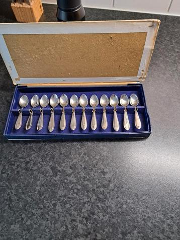 12 Vintage Borrel Lepeltjes in Originele Doos beschikbaar voor biedingen