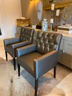 2 Taupe Fauteuils/Eetkamerstoelen, Huis en Inrichting, Ophalen, Zo goed als nieuw, Kunststof, Twee