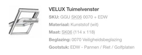 Tuimelvenster Velux GGU sk06 incl. gootstuk. NIEUW, Doe-het-zelf en Verbouw, Glas en Ramen, Nieuw, Dakraam, 80 tot 120 cm, 80 tot 120 cm