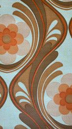 Vintage retro rol behang oranje bruin, Huis en Inrichting, Stoffering | Behang, Minder dan 10 m², Ophalen of Verzenden, Bruin