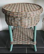 Vintage ronde rotan tafeltje gestempeld aan onderzijde, Tuin en Terras, Tuintafels, Ophalen, Zo goed als nieuw, Rond