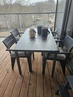 Glazen tuintafel met metalen poten - 145x80 cm, Ophalen, Gebruikt, Rechthoekig, Metaal