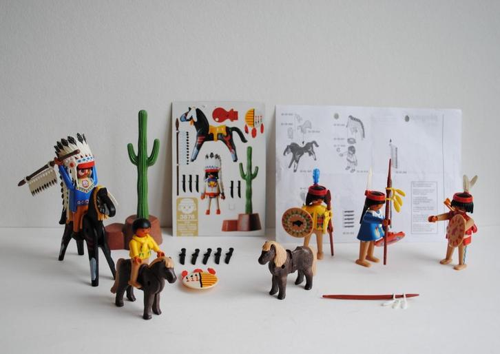 Playmobil (o.a. 3876) opperhoofd, indianen, paarden vintage, Kinderen en Baby's, Speelgoed | Playmobil, Zo goed als nieuw, Ophalen of Verzenden