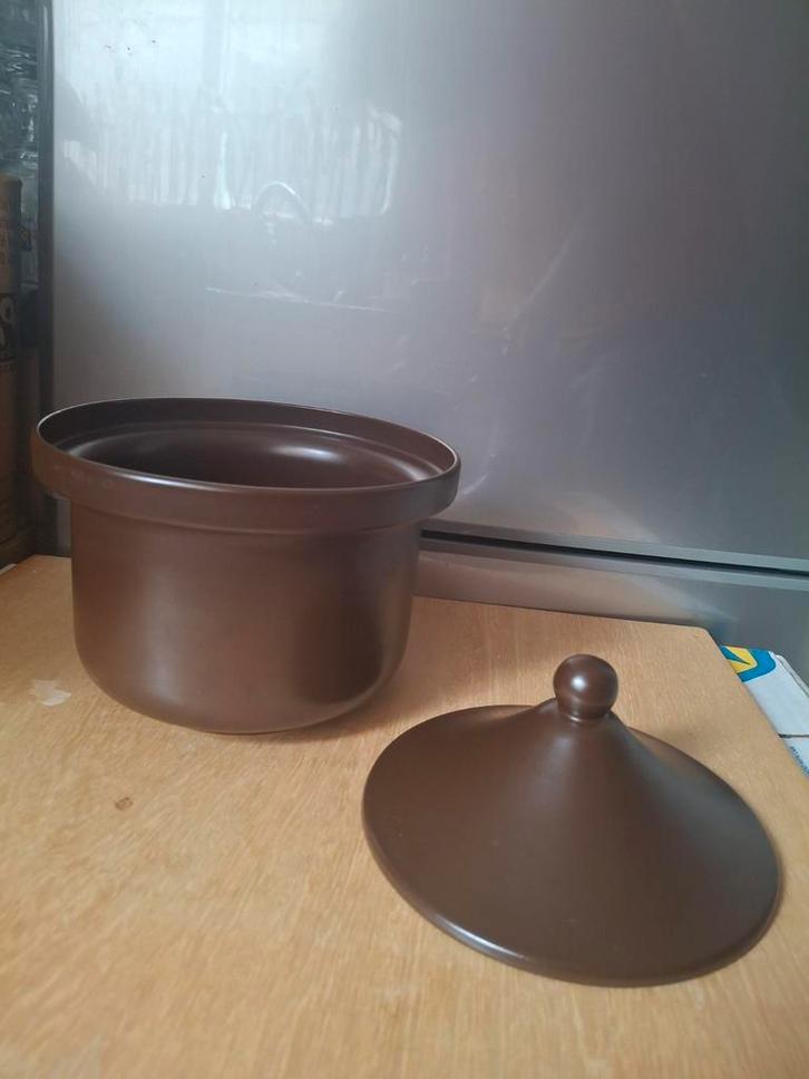 Potterie de Driehoek Huizen dekschaal laren bruin, Huis en Inrichting, Keuken | Potten en Pannen, Zo goed als nieuw, Overige materialen
