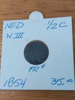 Ned 1/2 cent 1854, Postzegels en Munten, Munten | Nederland, Ophalen of Verzenden, Koning Willem III