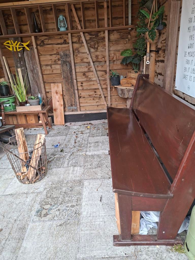 Robuuste houten originele kerkbank, Ophalen, Gebruikt, Rustiek, Robuust, Landelijk, Hout