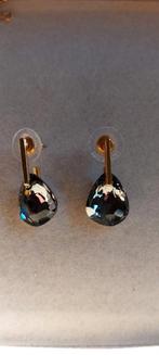 Swarovski oorhangers antraciet gold, Ophalen of Verzenden, Nieuw