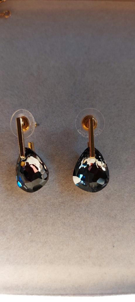 Swarovski oorhangers antraciet gold, Sieraden, Tassen en Uiterlijk, Piercings, Nieuw, Ophalen of Verzenden