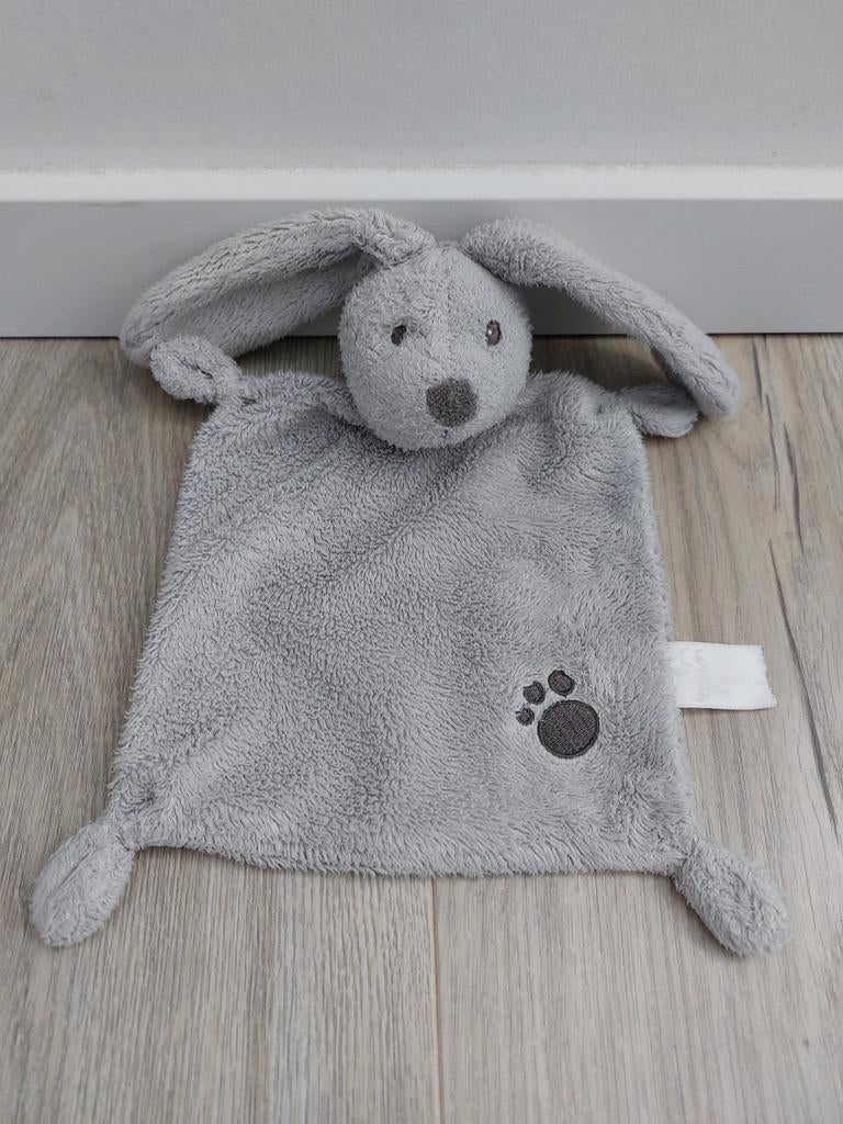 Knuffel knuffeldoekje nicotoy konijn grijs L1696, Ophalen of Verzenden, Zo goed als nieuw, Konijn