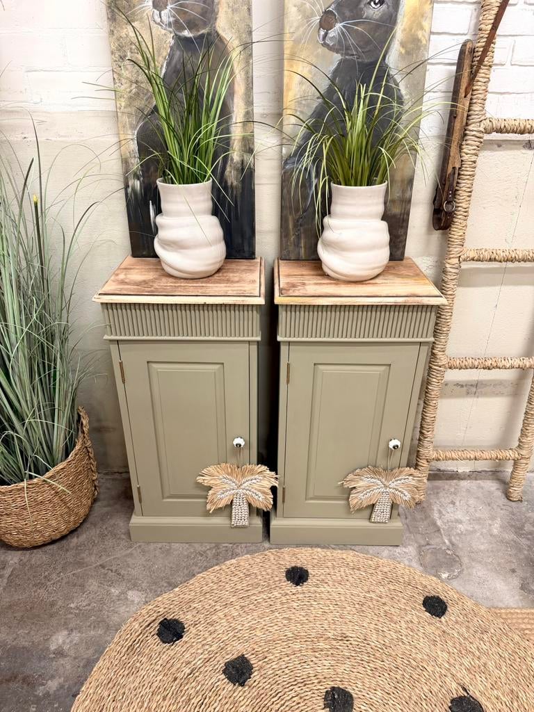 2 nachtkastjes halkastje bijzettafels sidetable dressoir, Ophalen, Minder dan 50 cm, 1 of 2 laden, Zo goed als nieuw