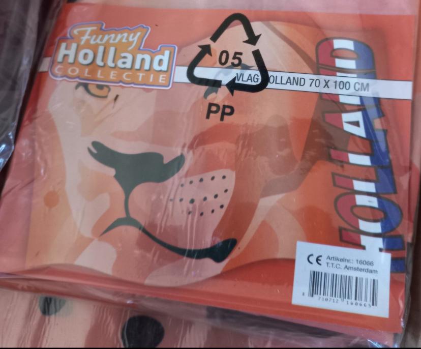 Partij oranje Holland vlag met leeuwenkop 250x NIEUW, Ophalen of Verzenden, Nieuw