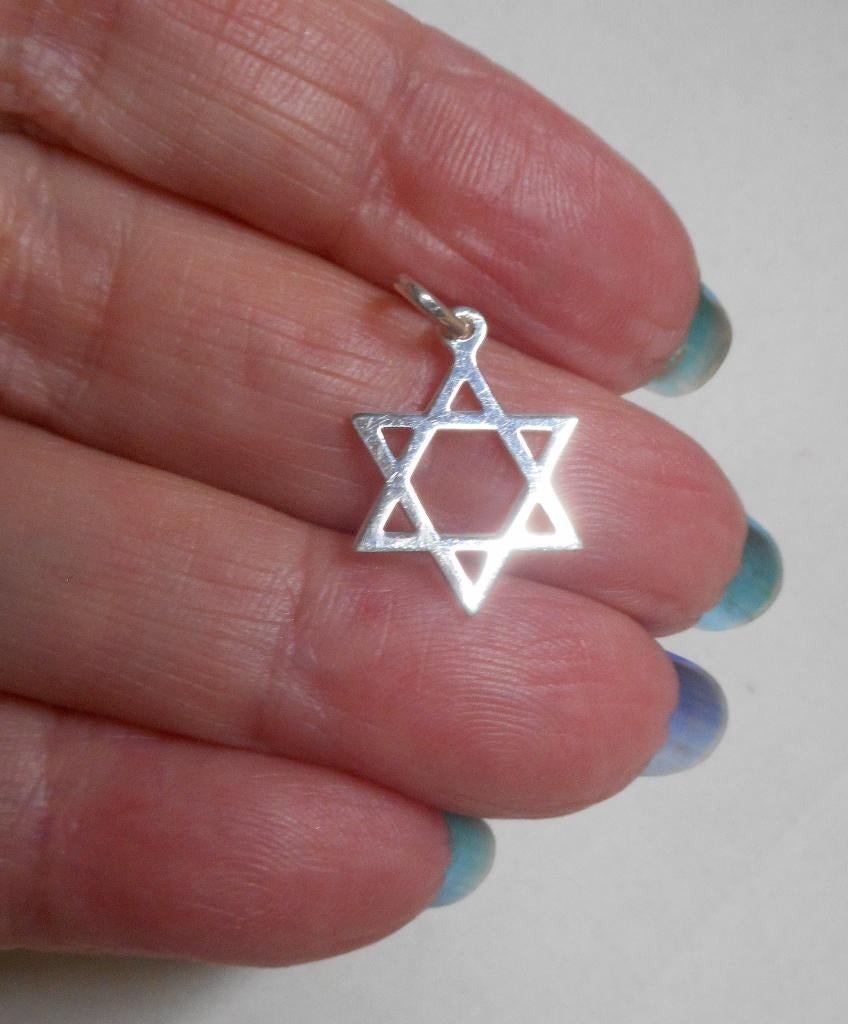 Zilveren hangertje David ster nr.1795, Verzenden, Zo goed als nieuw, Kruis of Symbool, Zilver