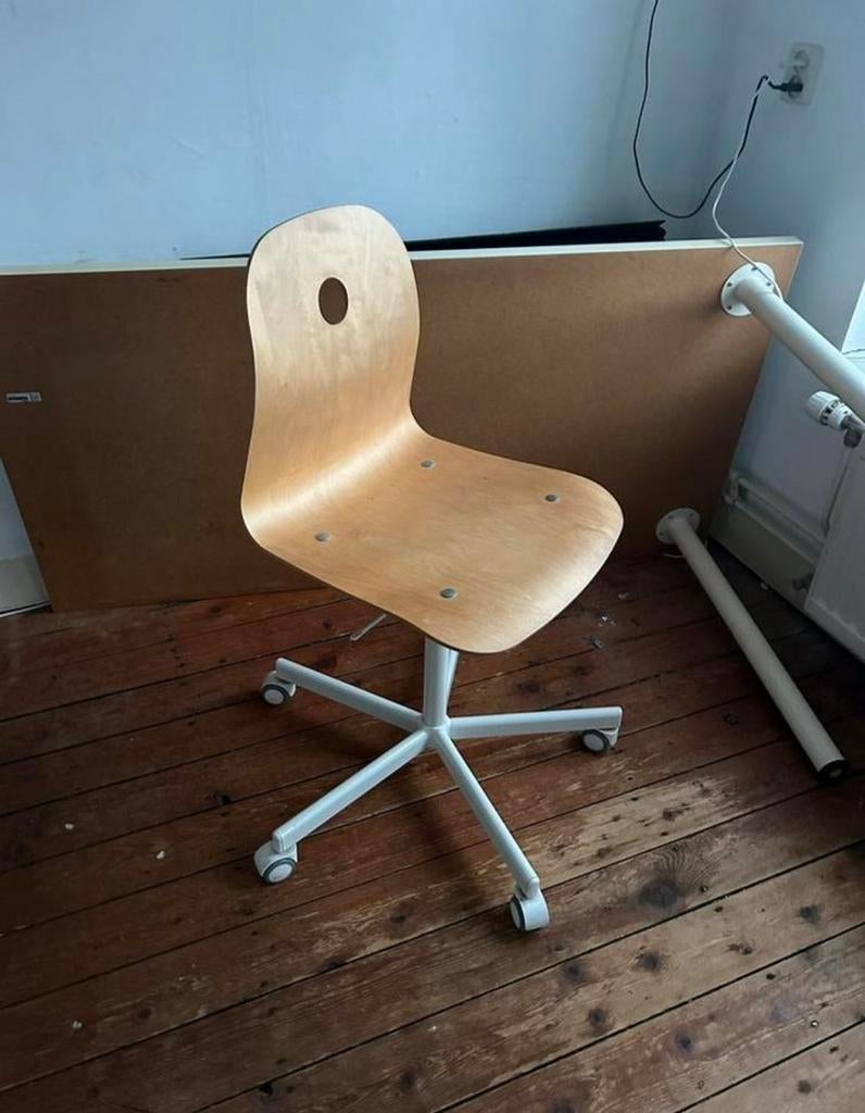Houten bureastoel, Ophalen, Gebruikt, Wit, Bureaustoel