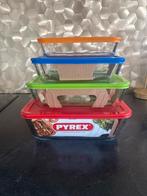 Set van 4 Pyrex glazen schalen met deksels, Schaal, Nieuw, Ophalen of Verzenden, Glas