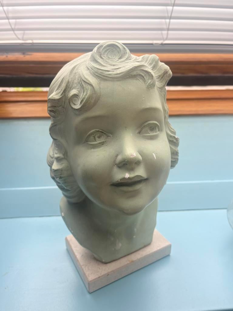 Decoratief Beeld Hoofd Vrouw - Klassieke Stijl, Minder dan 20 cm, Gips, Ophalen of Verzenden, Op sokkel