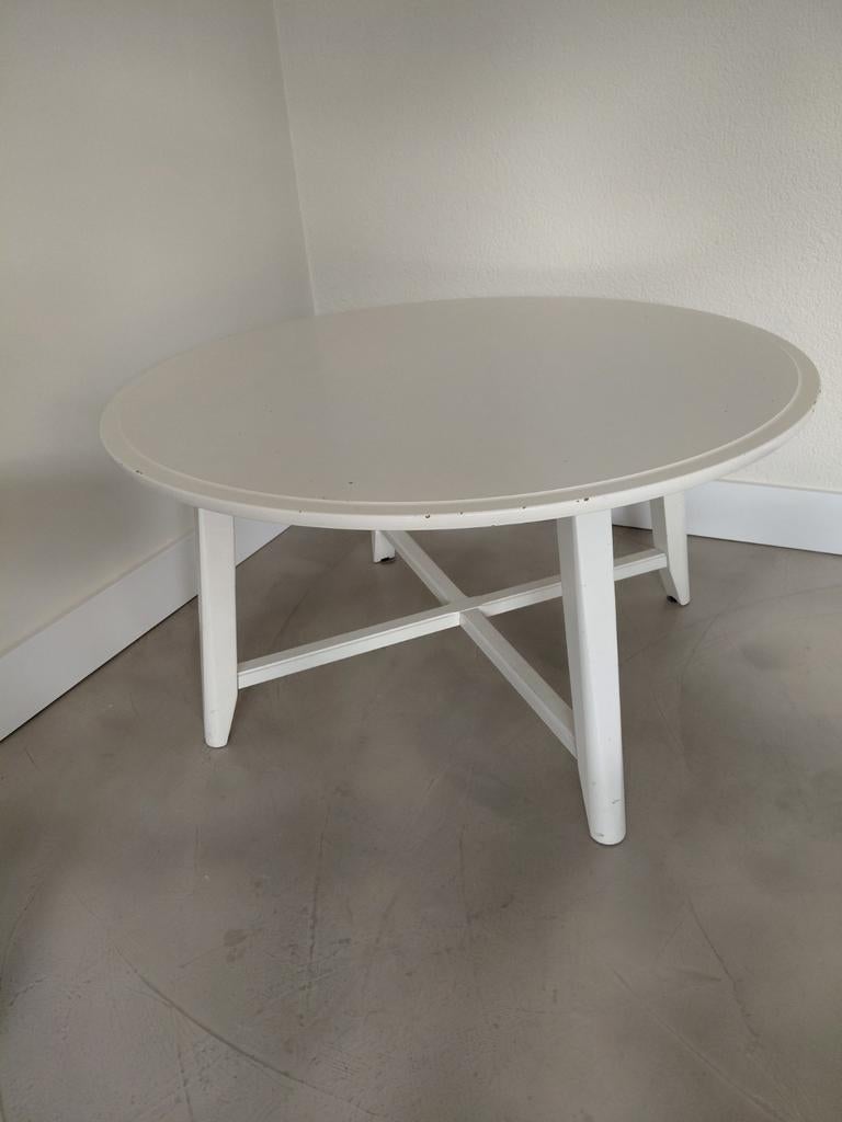 Witte ronde salontafel - diameter 90 cm, Huis en Inrichting, Tafels | Salontafels, Ophalen, Gebruikt, 50 tot 100 cm, Rond