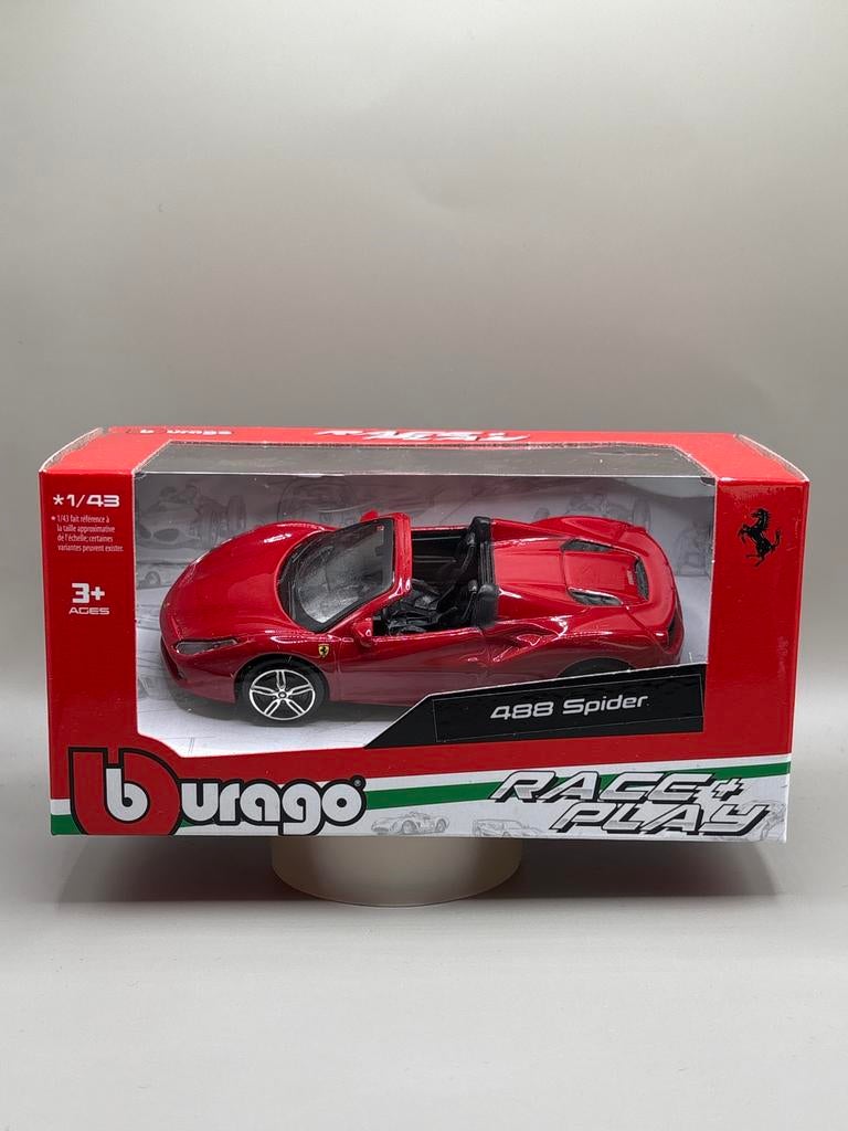 Bburago Ferrari 488 Spider 1:43, Hobby en Vrije tijd, Modelauto's | 1:43, Overige merken, Auto, Nieuw, Ophalen of Verzenden