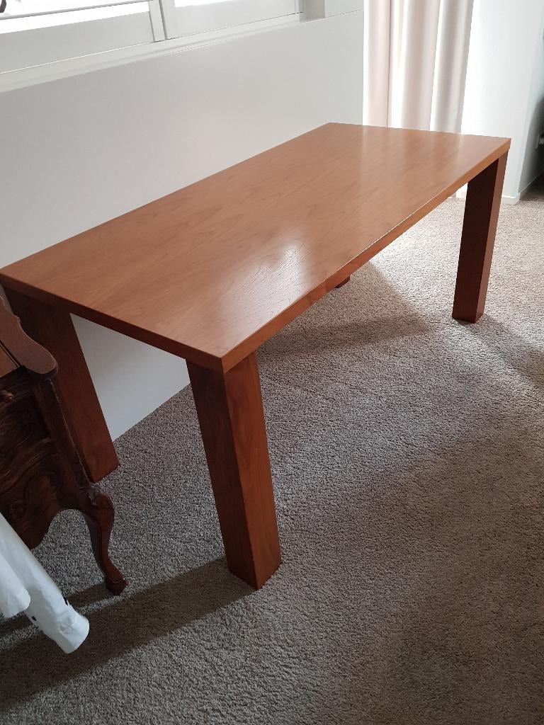 Noten houten eettafel, Ophalen, 50 tot 100 cm, Zo goed als nieuw, Vijf personen of meer