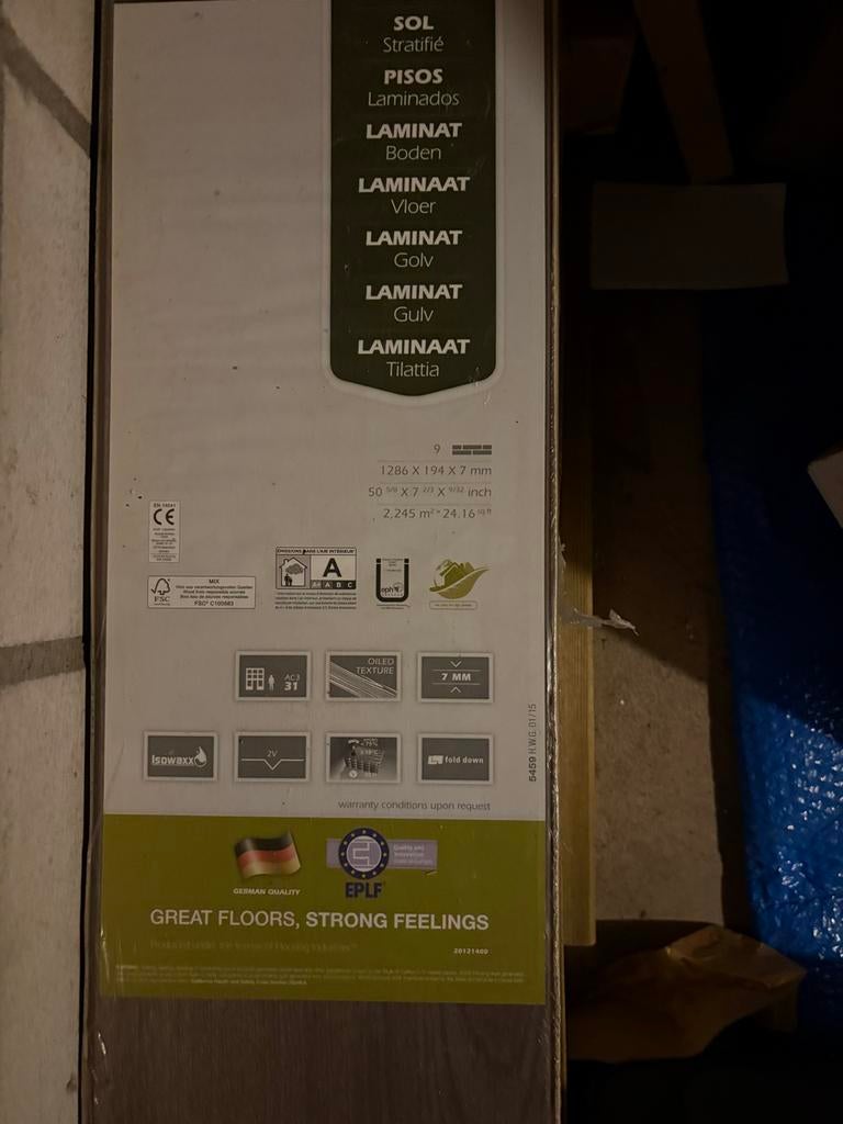 Nieuw laminaat, 2.245 m² per pak, 7 mm dik, Ophalen, Nieuw, Minder dan 5 m², 10 tot 30 cm
