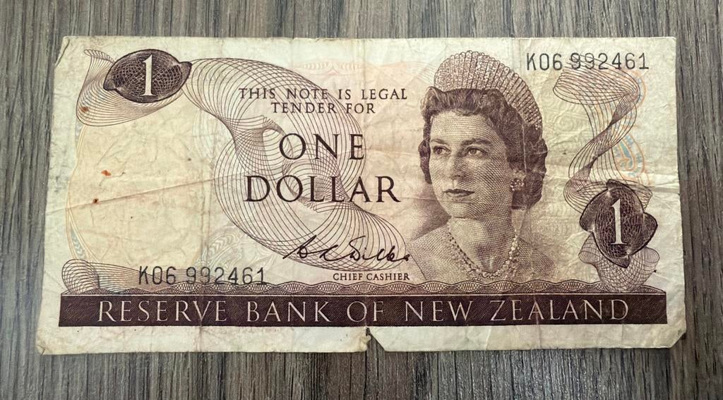 1 dollar bankbiljet Nieuw-Zeeland, Postzegels en Munten, Bankbiljetten | Oceanië, Ophalen of Verzenden, Los biljet
