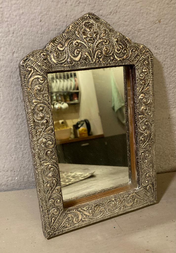 Vintage oude Marokkaanse India oosterse spiegel wandspiegel, Antiek en Kunst, Ophalen of Verzenden, Rechthoekig, Minder dan 50 cm