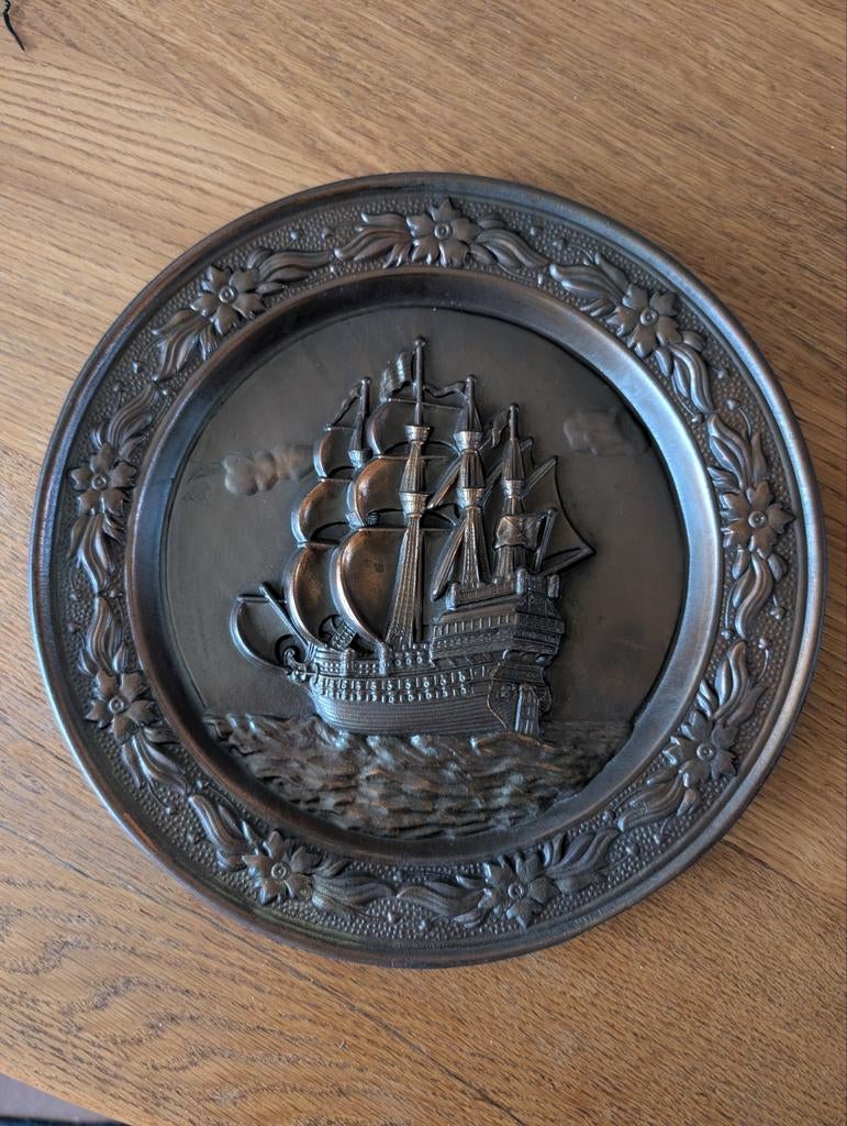 Decoratief wandbord met afbeelding van een schip, Ophalen of Verzenden