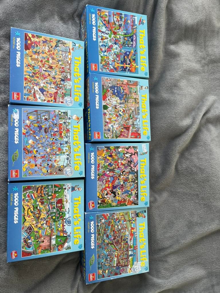 13thats life puzzels. 8compleet,5mist1 stukje en 1mist 2stuk, Ophalen of Verzenden, 500 t/m 1500 stukjes, Gebruikt, Legpuzzel