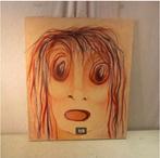 Mooi Geschilderd Werk 'Ogen en Mond wijd open' - R Toelen, Ophalen of Verzenden