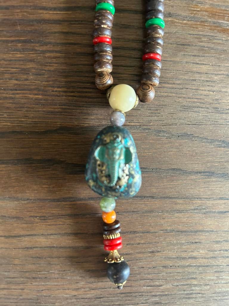 Mala Traditioneel gebedsnoer ketting olifant, Gebruikt, Overige kleuren, Ophalen of Verzenden, Overige materialen