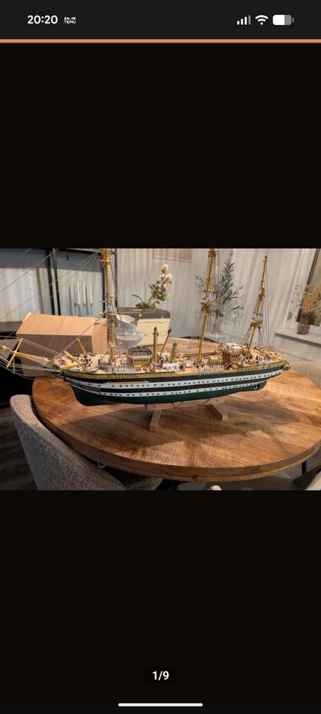 Groot houten model zeilschip Amerigo Vespucci – 100 cm, Hobby en Vrije tijd, Modelbouw | Boten en Schepen, Ophalen