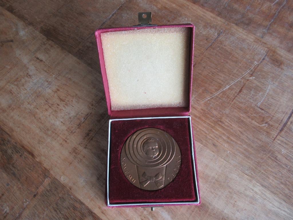 vintage Bronzen plaquette voor nieuw geboren kind in HAVÍŘOV, Ophalen of Verzenden, Brons, Buitenland