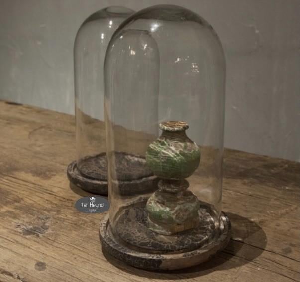 Glazen stolp plateau small glas houten stoer sober landelijk, Verzenden, Nieuw